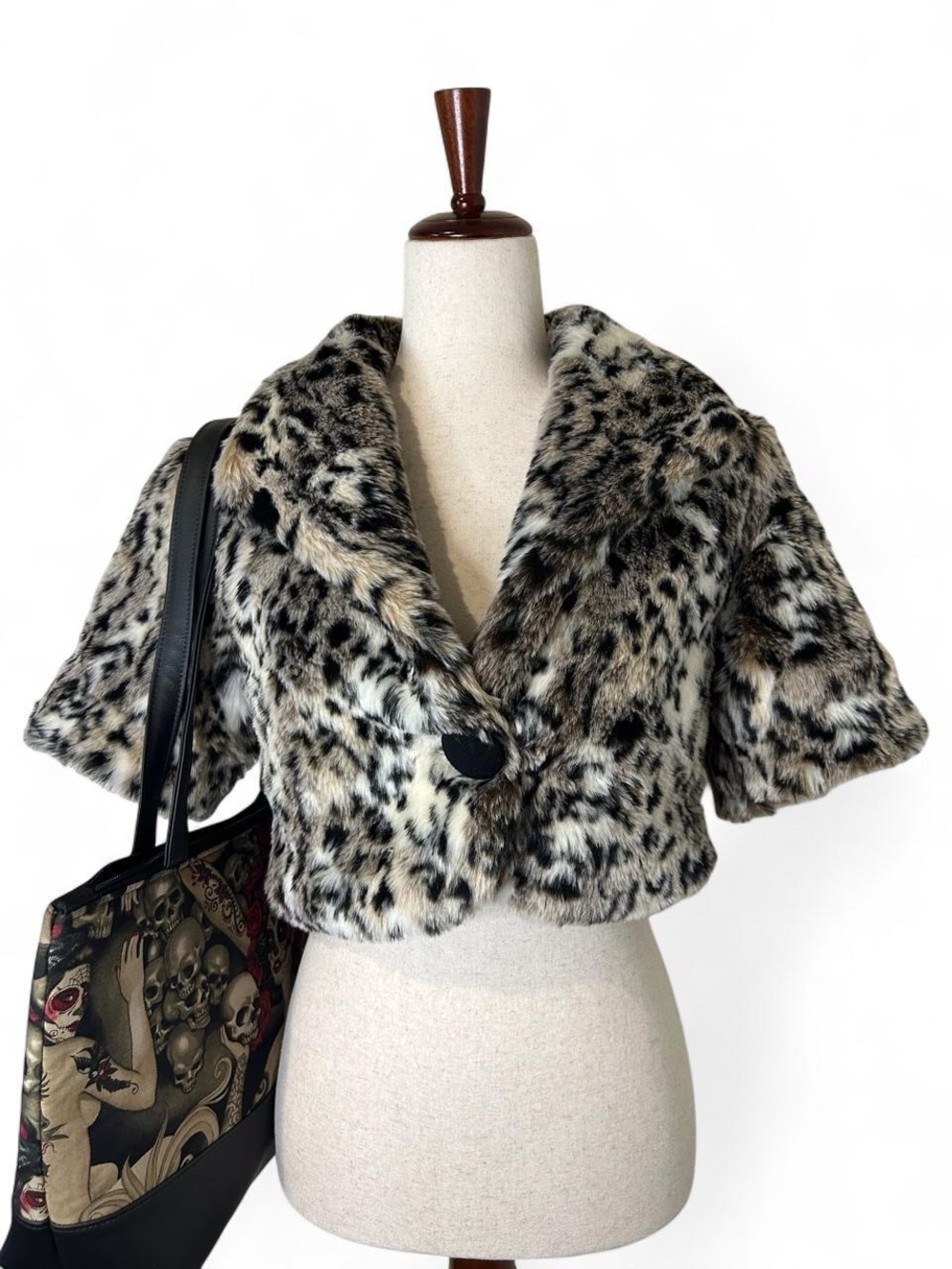 Faux Leopard Print Short Gyaru Jacket Small Glamour